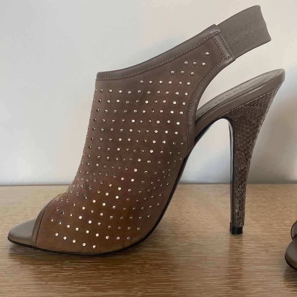 Brand new, Jenni Kayne studded suede and snake skin booties/mules.